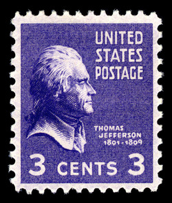 Thomas Jefferson - Purple United States Postage Stamp | Presidential Series