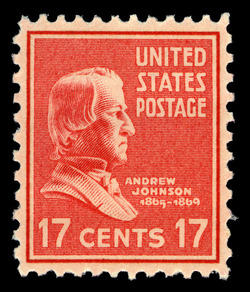 Andrew Johnson - Crimson United States Postage Stamp | Presidential Series