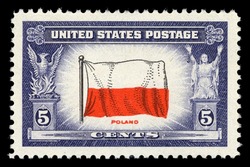 Flag Of Poland United States Postage Stamp | Overrun Countries