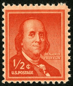 Benjamin Franklin - Dry Printing United States Postage Stamp | Liberty Series