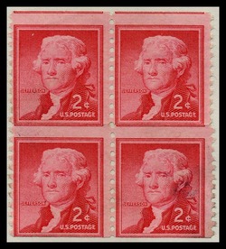 Thomas Jefferson - Wet Printing - Horizontal Imperforate United States Postage Stamp | Liberty Series