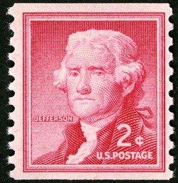 Thomas Jefferson - Dry Printing - Horizontal Imperforate United States Postage Stamp | Liberty Series