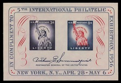 Fifth International Philatelic Exhibition - FIPEX - Souvenir Sheet United States Postage Stamp