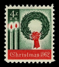 Christmas Wreath and Candles United States Postage Stamp