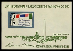 Sixth International Philatelic Exhibition - SIPEX - Souvenir Sheet United States Postage Stamp