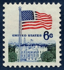 Flag and White House - Horizontal Imperforate - Perf 10 United States Postage Stamp