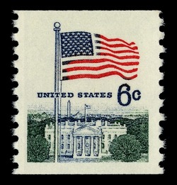 Flag and White House - Horizontal Imperforate - Perf 11 X 10.5 United States Postage Stamp