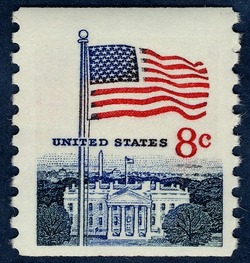 Flag and White House - Horizontal Imperforate United States Postage Stamp