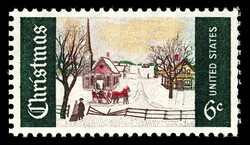 Winter Sunday in Norway Maine - Christmas United States Postage Stamp