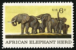 African Elephant Herd United States Postage Stamp | Natural History