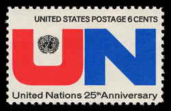 United Nations - UN - 25th Anniversary United States Postage Stamp