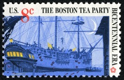 British Three-master United States Postage Stamp | Boston Tea Party