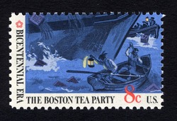 Boats and Ship's Hull United States Postage Stamp | Boston Tea Party