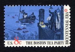 Boat and Dock United States Postage Stamp | Boston Tea Party
