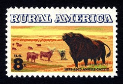 Angus Cattle United States Postage Stamp | Rural America