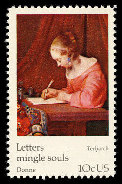 Gerard Terborch - Lady Writing Letter United States Postage Stamp | Famous Works of Art