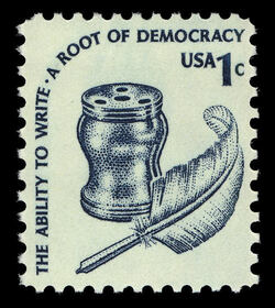 Inkwell and Quill - The Ability to Write United States Postage Stamp | Americana - Root of Democracy