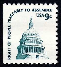 Capitol Dome - Right of People Peaceably to Assemble - Perf 11 X 10.5 - White Paper United States Postage Stamp | Americana - Root of Democracy