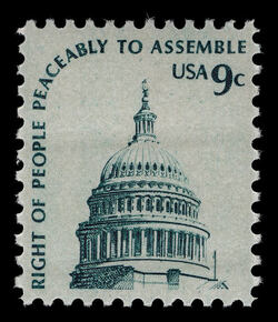 Capitol Dome - Right of People Peaceably to Assemble - Gray Paper United States Postage Stamp | Americana - Root of Democracy