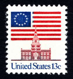 Flag Over Independence Hall - Perf 11.25 X Perf 11.25 United States Postage Stamp