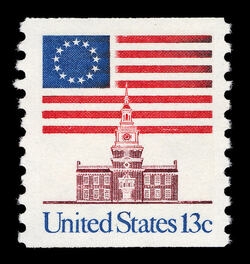 Flag Over Independence Hall - Horizontal Imperforate United States Postage Stamp