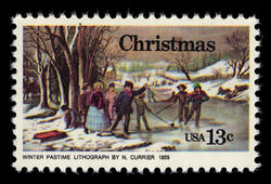 Currier's Winter Pastime - Full Stamp Tagging United States Postage Stamp