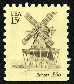 Illinois United States Postage Stamp | Windmills