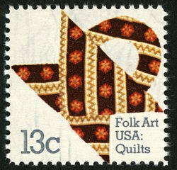 Flower Basket United States Postage Stamp | Folk Art Quilts