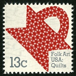 Red Design United States Postage Stamp | Folk Art Quilts