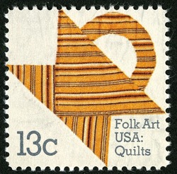 Striped Design United States Postage Stamp | Folk Art Quilts