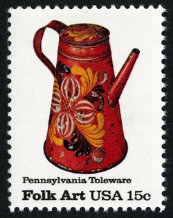 Coffee Pot - Facing Right United States Postage Stamp | Pennsylvania Toleware