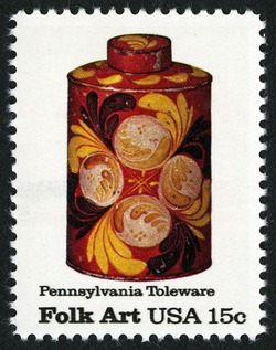 Tea Caddy United States Postage Stamp | Pennsylvania Toleware