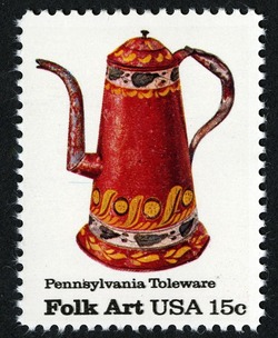 Coffee Pot - Facing Left United States Postage Stamp | Pennsylvania Toleware
