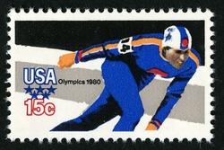 Speed Skating - Perf 11 X 11 United States Postage Stamp | Winter Olympics 1980