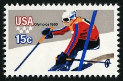 Downhill Skiing - Perf 11 X 11 United States Postage Stamp | Winter Olympics 1980