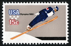Ski Jumping- Perf 11.25 X 10.5 United States Postage Stamp | Winter Olympics 1980