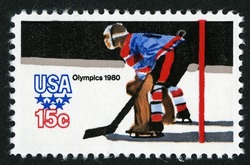 Ice Hockey - Perf 11.25 X 10.5 United States Postage Stamp | Winter Olympics 1980
