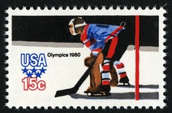 Ice Hockey - Perf 11 X 11 United States Postage Stamp | Winter Olympics 1980