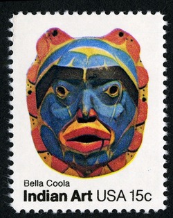 Bella Coola Mask United States Postage Stamp | Indian Art