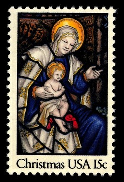 Madonna and Child - Stained Glass Window United States Postage Stamp