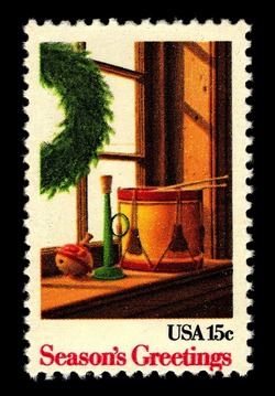 Season's Greetings - Wreath and Toys - Christmas United States Postage Stamp