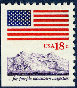 Flag Over Mountains United States Postage Stamp
