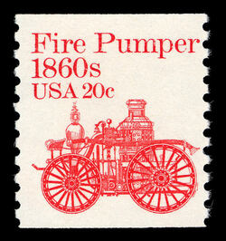 Fire Pumper - 1860s United States Postage Stamp | Transportation Series