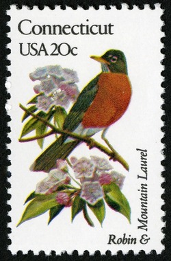 Connecticut - Comb Perf United States Postage Stamp | State Birds and Flowers