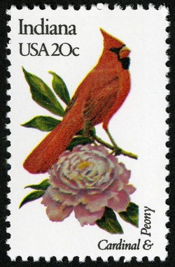 Indiana - Comb Perf United States Postage Stamp | State Birds and Flowers