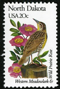 North Dakota - Line Perf United States Postage Stamp | State Birds and Flowers