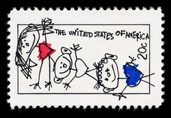 Family Unity - Child's Drawing United States Postage Stamp