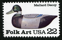 Mallard Duck Decoy United States Postage Stamp | Folk Art