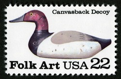 Canvasback Duck Decoy United States Postage Stamp | Folk Art
