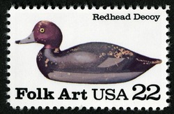 Redhead Duck Decoy United States Postage Stamp | Folk Art